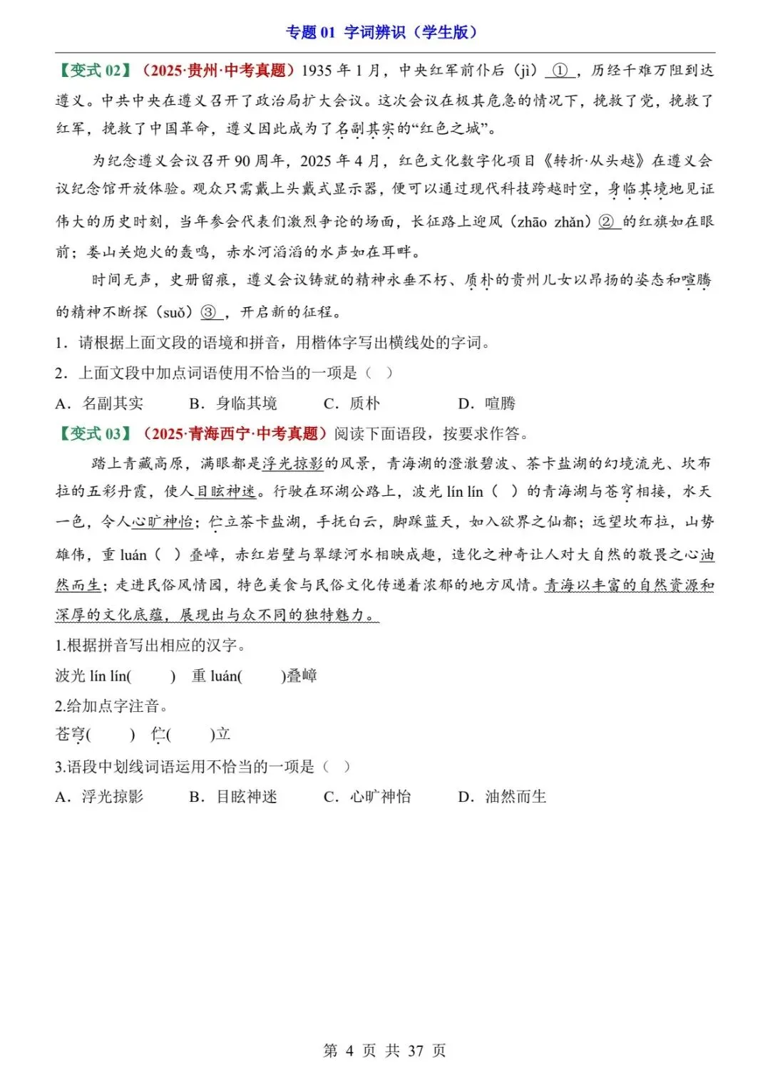 2026中考语文第二轮复习题型专练丨字词辨识专题|字音+字形+词语,一篇搞定(电子版可打印) 第12张