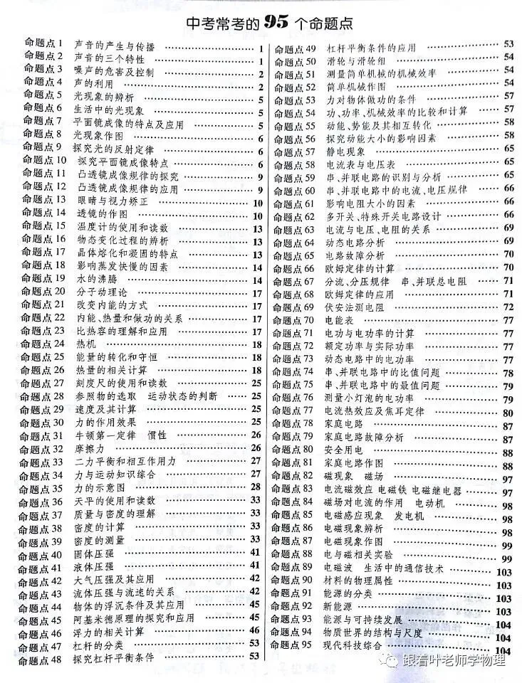 中考物理常考考点归纳-第1张图片-四季读书网