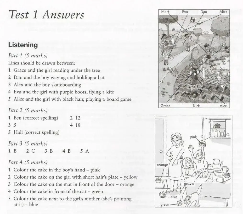 剑桥少儿英语真题Starters 1 Test 1/2/3听力答案-第1张图片-四季读书网