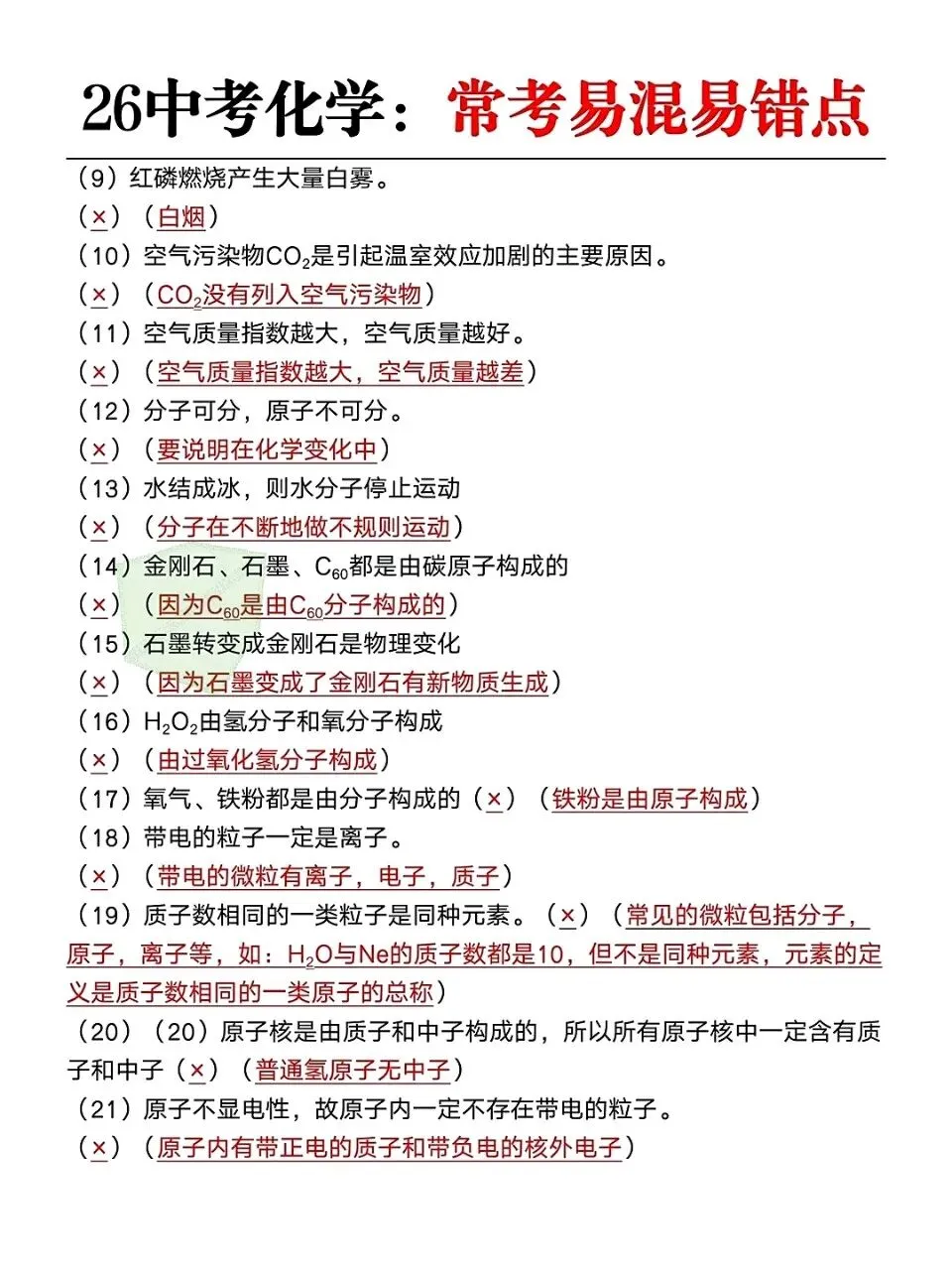 26中考化学:常考易混易错点-第2张图片-四季读书网