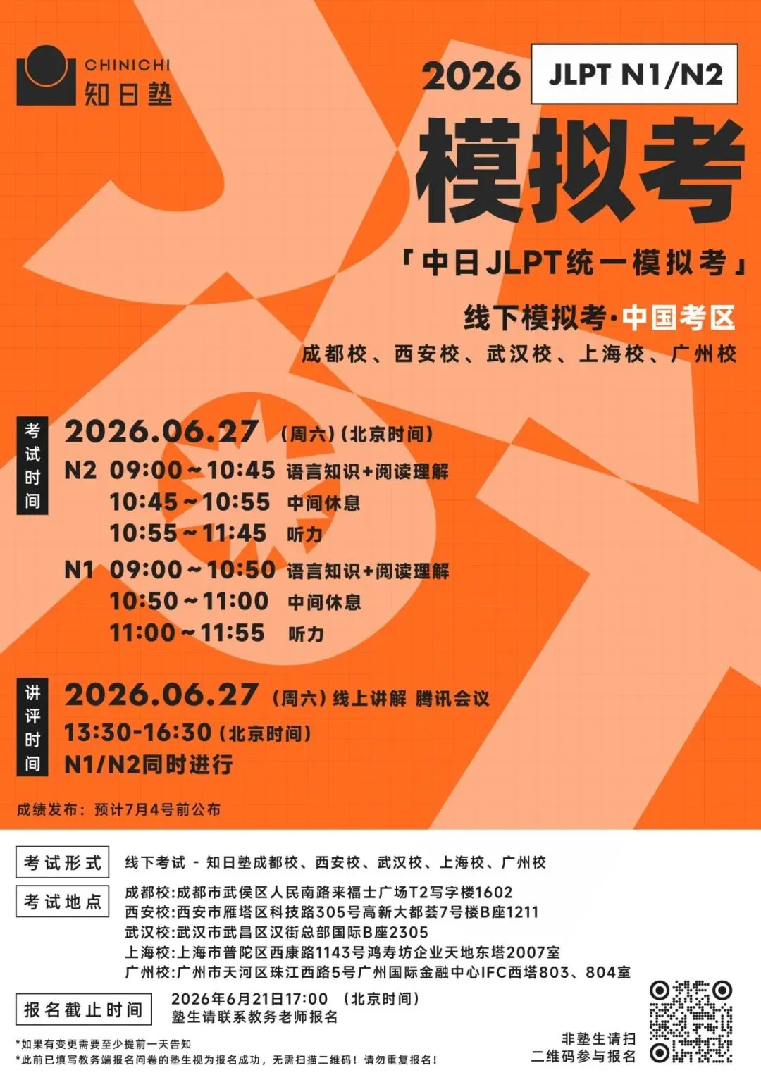 JLPT全真模拟考丨6月27日中日8大校区同步开考!-第4张图片-四季读书网 JLPT全真模拟考丨6月27日中日8大校区同步开考!-第4张图片-四季读书网