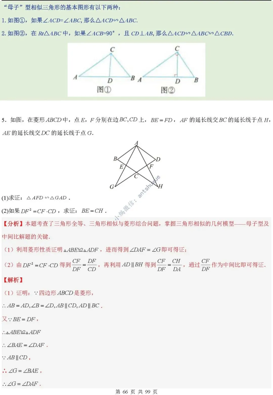 中考满分:“相似三角形”通关(12个题型+6类易错+9种方法)含word-第66张图片-四季读书网