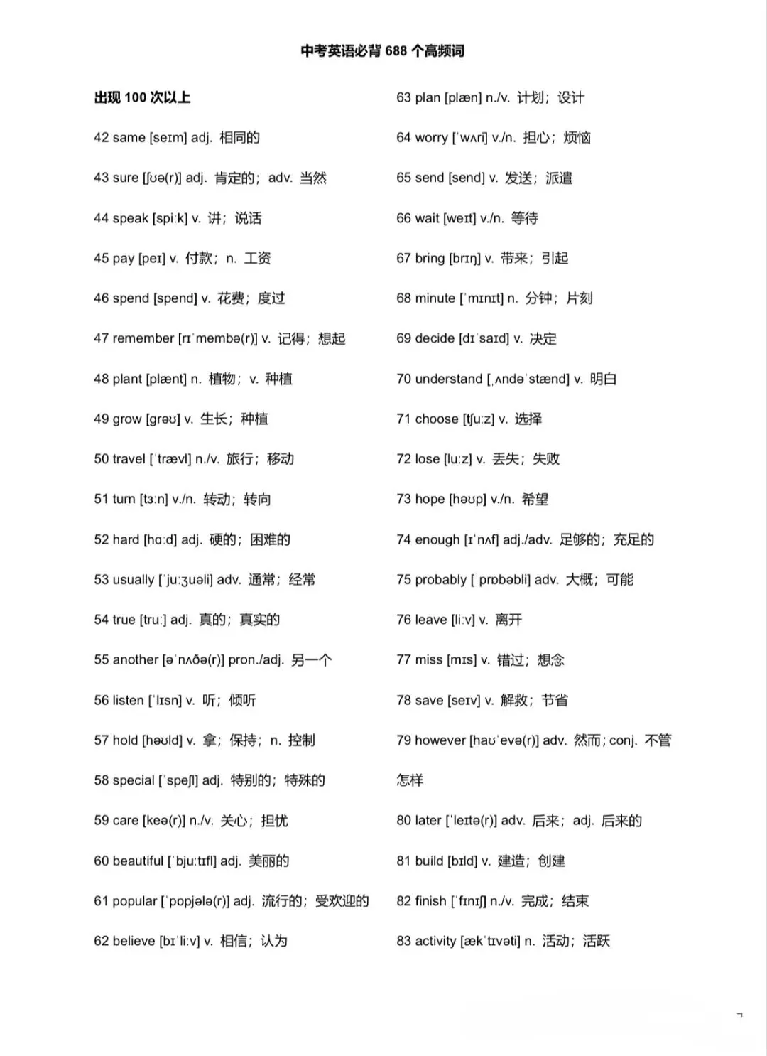 中考必备高频词-第2张图片-四季读书网