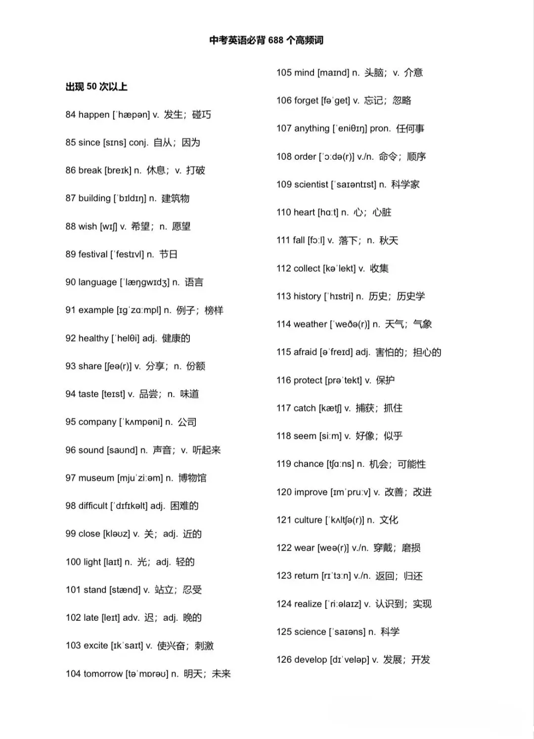 中考必备高频词-第3张图片-四季读书网