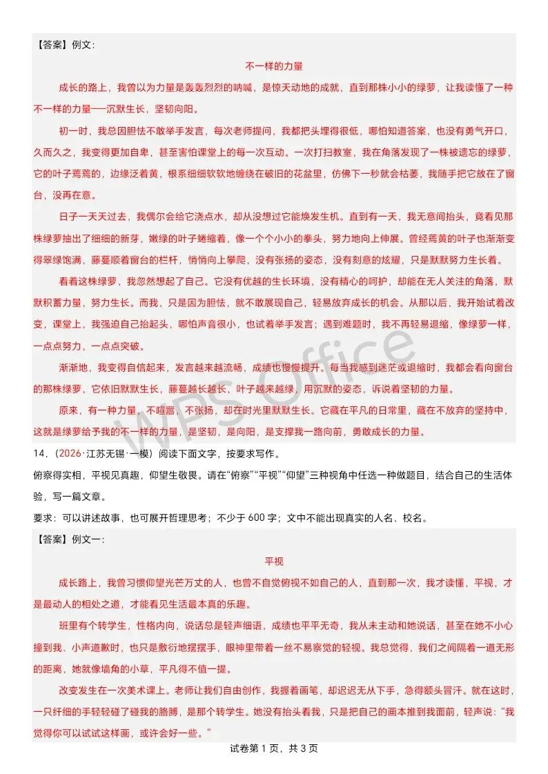 江苏语文中考第四轮复习 满分范文33篇-第11张图片-四季读书网 江苏语文中考第四轮复习 满分范文33篇-第11张图片-四季读书网