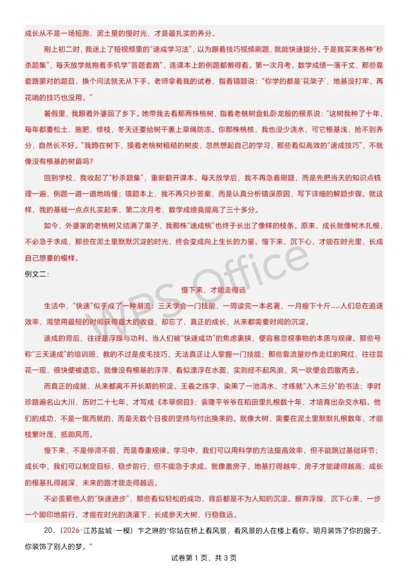 江苏语文中考第四轮复习 满分范文33篇-第18张图片-四季读书网 江苏语文中考第四轮复习 满分范文33篇-第18张图片-四季读书网