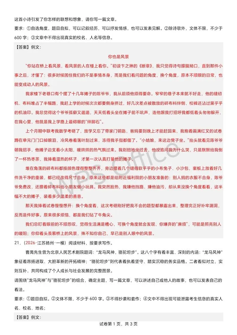 江苏语文中考第四轮复习 满分范文33篇-第19张图片-四季读书网 江苏语文中考第四轮复习 满分范文33篇-第19张图片-四季读书网