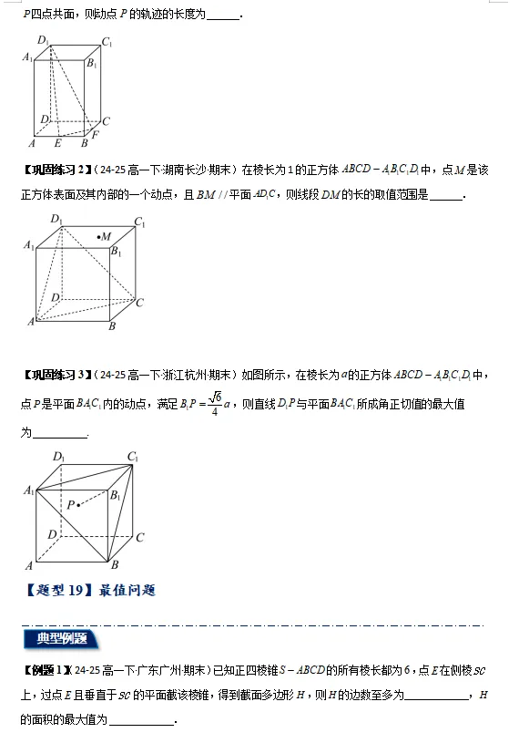 精选2024-2025学年期末考试真题最新编写, 期末专项复习 立体几何综合:外接球与内切球,截面,动点,翻折-第23张图片-四季读书网
