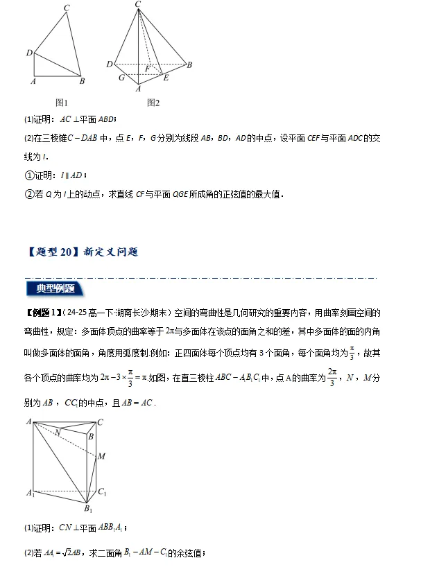 精选2024-2025学年期末考试真题最新编写, 期末专项复习 立体几何综合:外接球与内切球,截面,动点,翻折-第24张图片-四季读书网