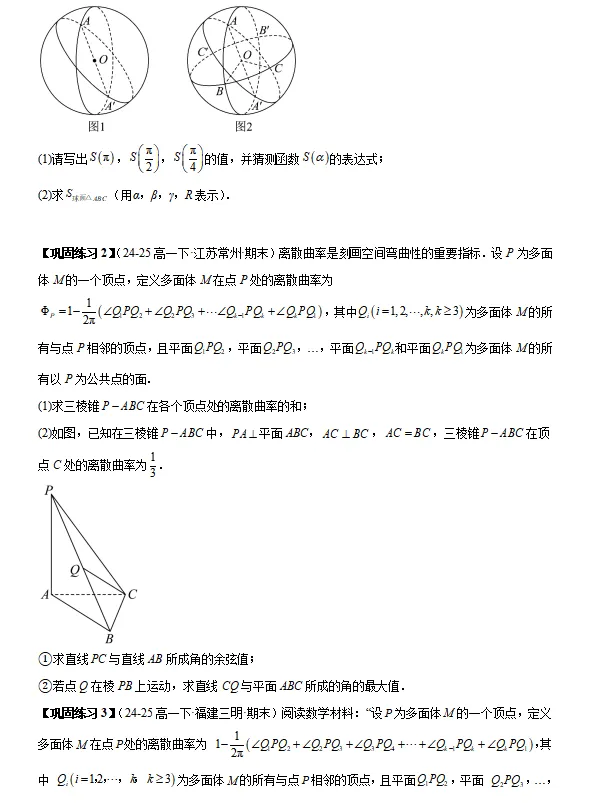 精选2024-2025学年期末考试真题最新编写, 期末专项复习 立体几何综合:外接球与内切球,截面,动点,翻折-第25张图片-四季读书网