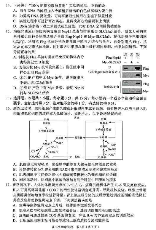 【生物】2026届山东省日照市高三模拟考试(日照三模)试题及答案-第4张图片-四季读书网