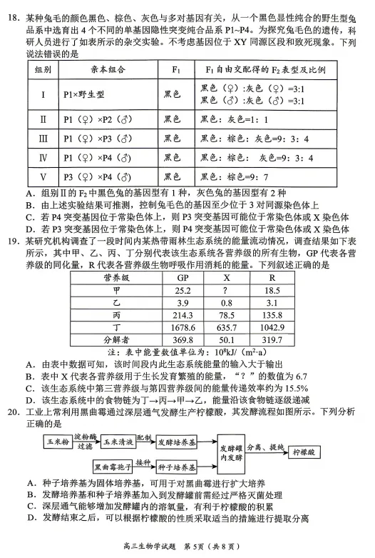 【生物】2026届山东省日照市高三模拟考试(日照三模)试题及答案-第5张图片-四季读书网