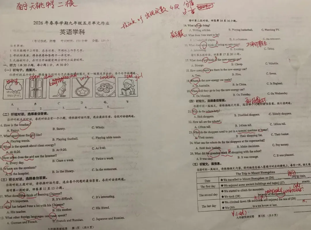 南宁天桃2026年二模英语试卷分析:传统文化打底,自我成长贯穿,开放思维升级-第5张图片-四季读书网 南宁天桃2026年二模英语试卷分析:传统文化打底,自我成长贯穿,开放思维升级-第5张图片-四季读书网