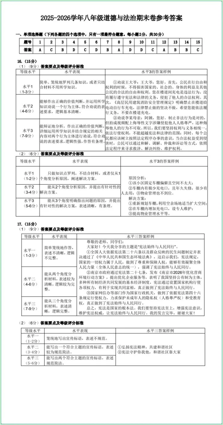 2025—2026年八下道法期末试卷(电子版可打印)-第5张图片-四季读书网