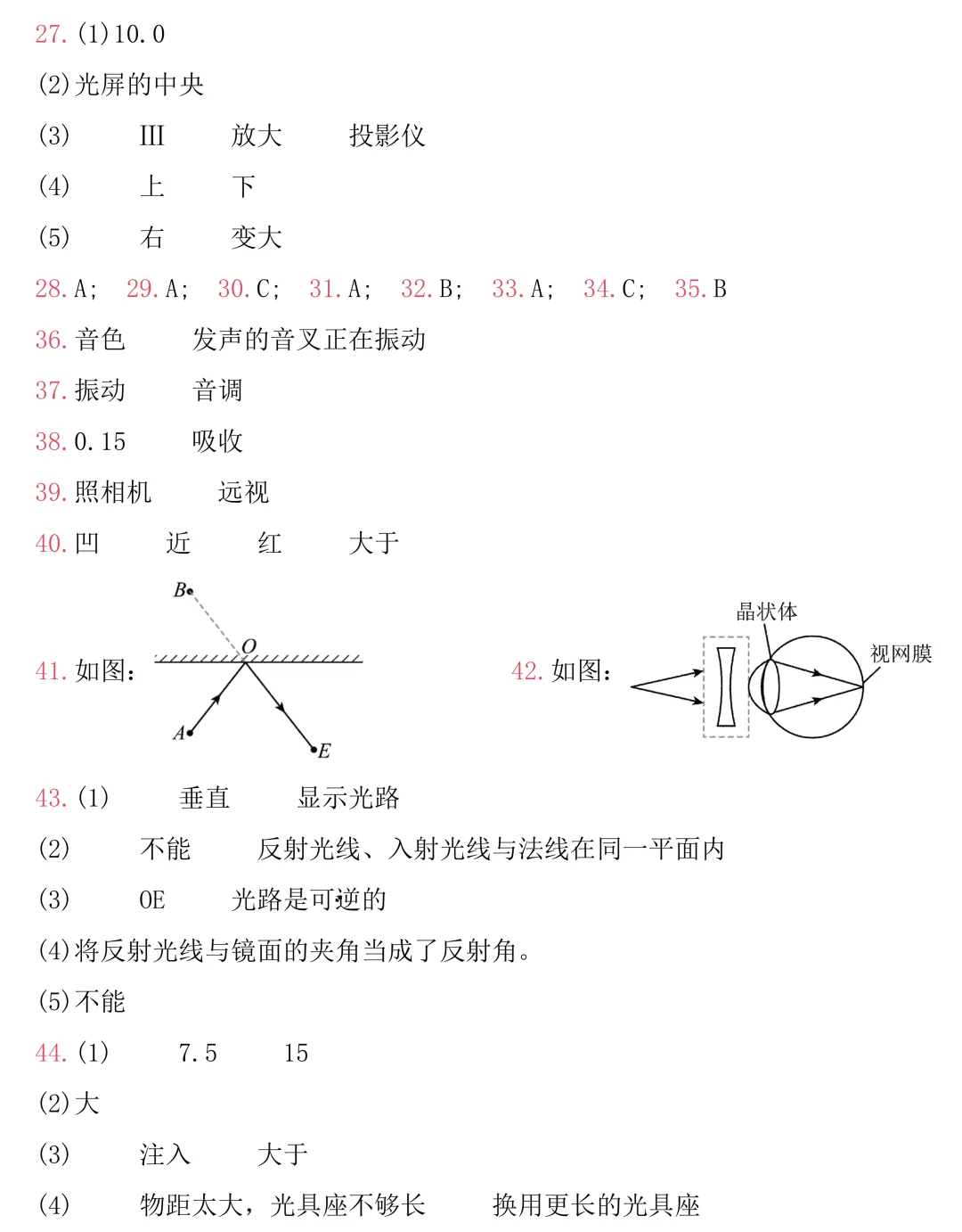 中考物理考前必练:声现象光现象专题-第16张图片-四季读书网