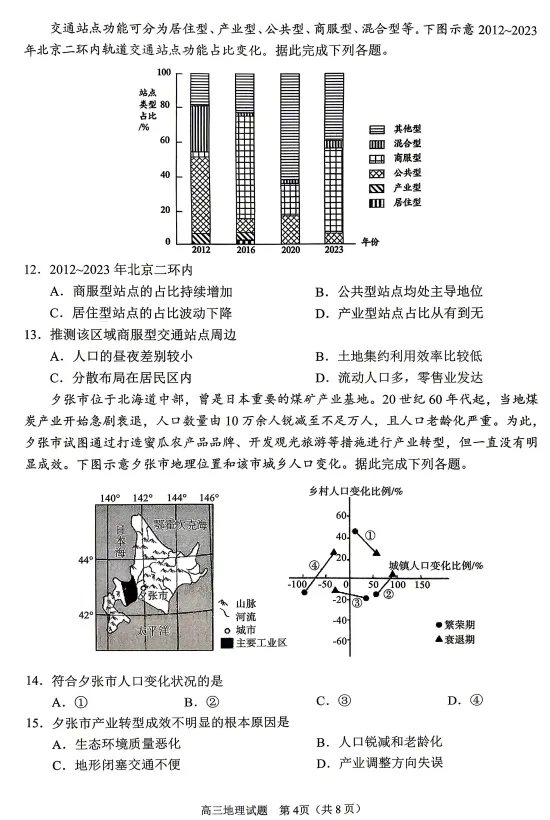 【地理】2026届山东省日照市高三模拟考试(日照三模)试题及答案-第4张图片-四季读书网
