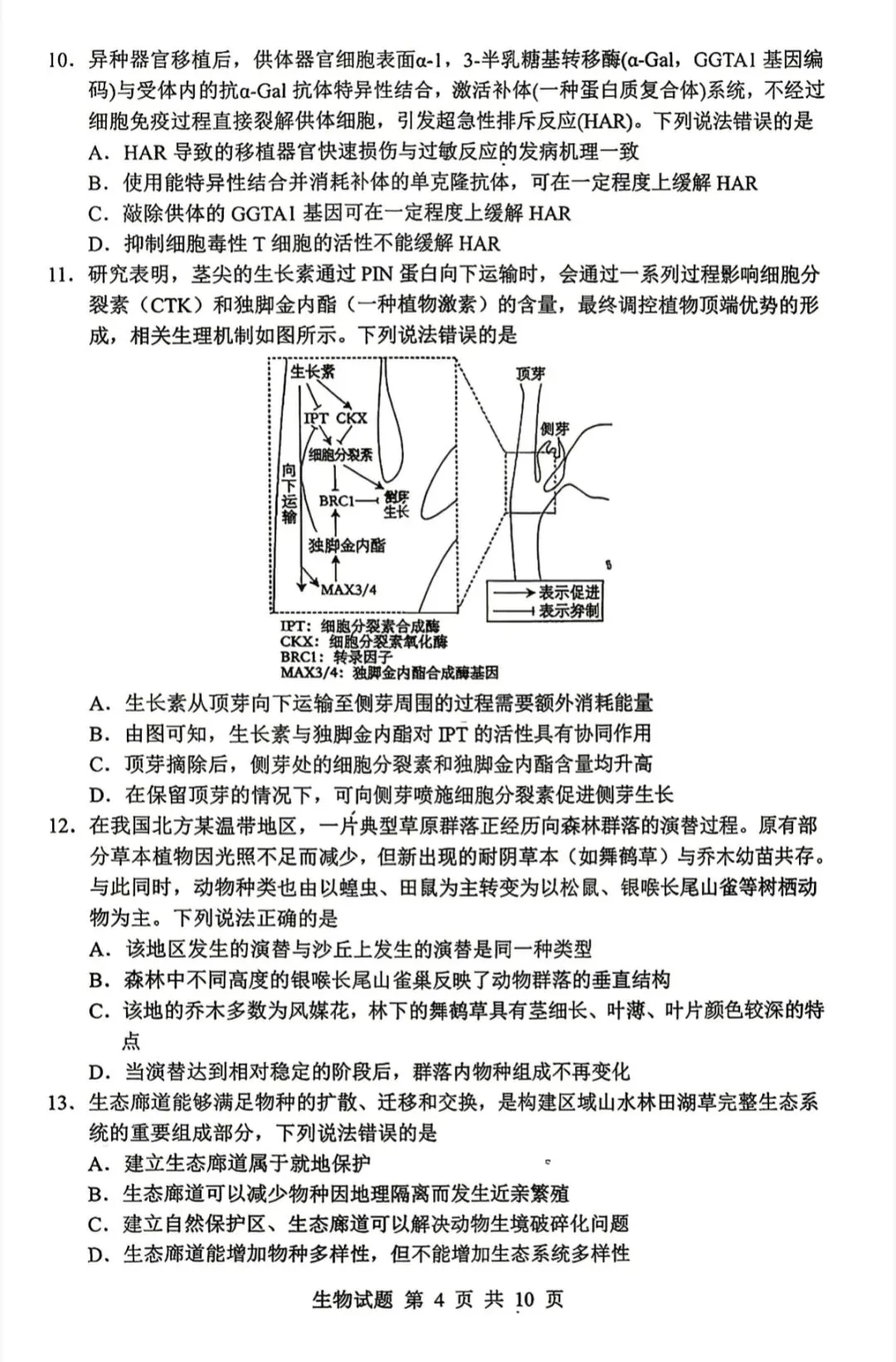 山东省实验中学2026届高考考前模拟测试生物学试题及答案-第4张图片-四季读书网