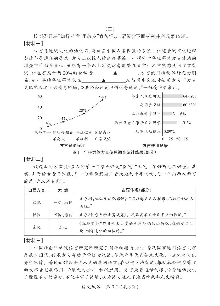 【语文】中考模拟试题(二)-第7张图片-四季读书网