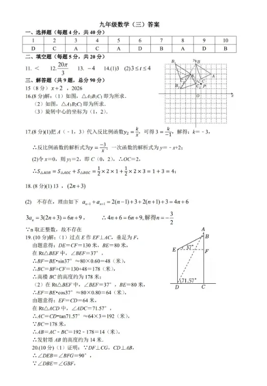 2026年中考合肥45中三模数学英语试卷(含答案)-第17张图片-四季读书网
