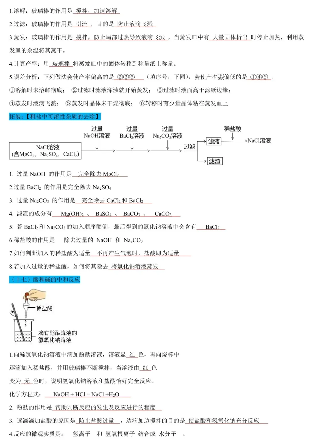 中考化学17个重点实验知识点速记-第9张图片-四季读书网