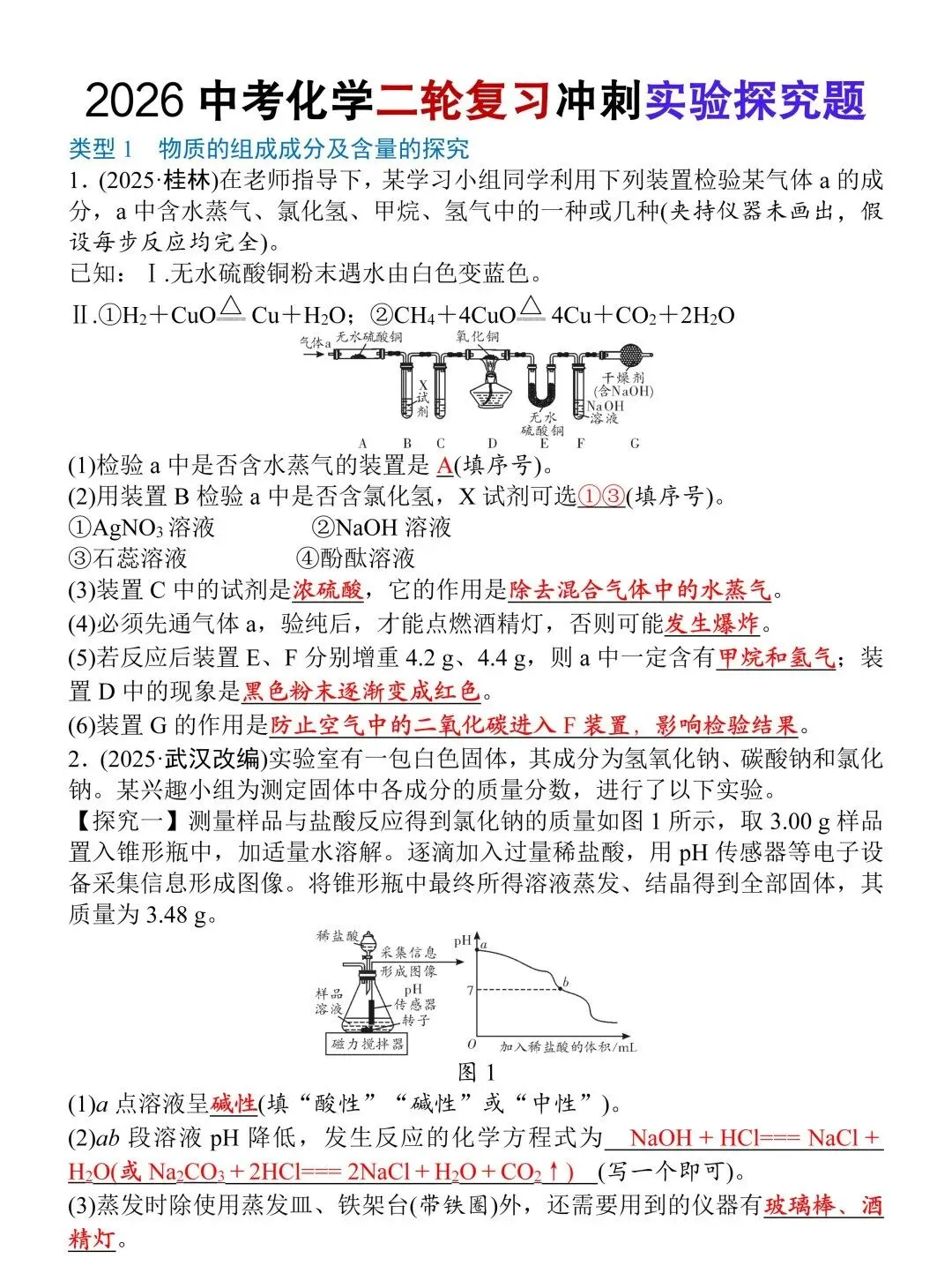 2026中考化学二轮复习冲刺实验探究题(含答案),涵盖中考常考题型,命中率高!-第4张图片-四季读书网