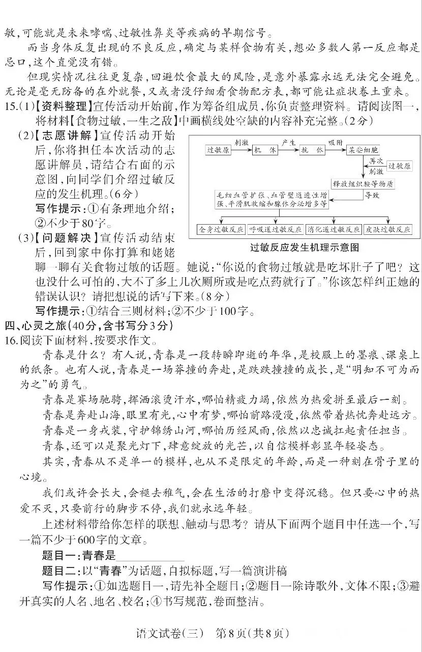 2026年山西初中学业水平测试靶向模考试卷(三)语文答题卡及答案(易点通)-第8张图片-四季读书网