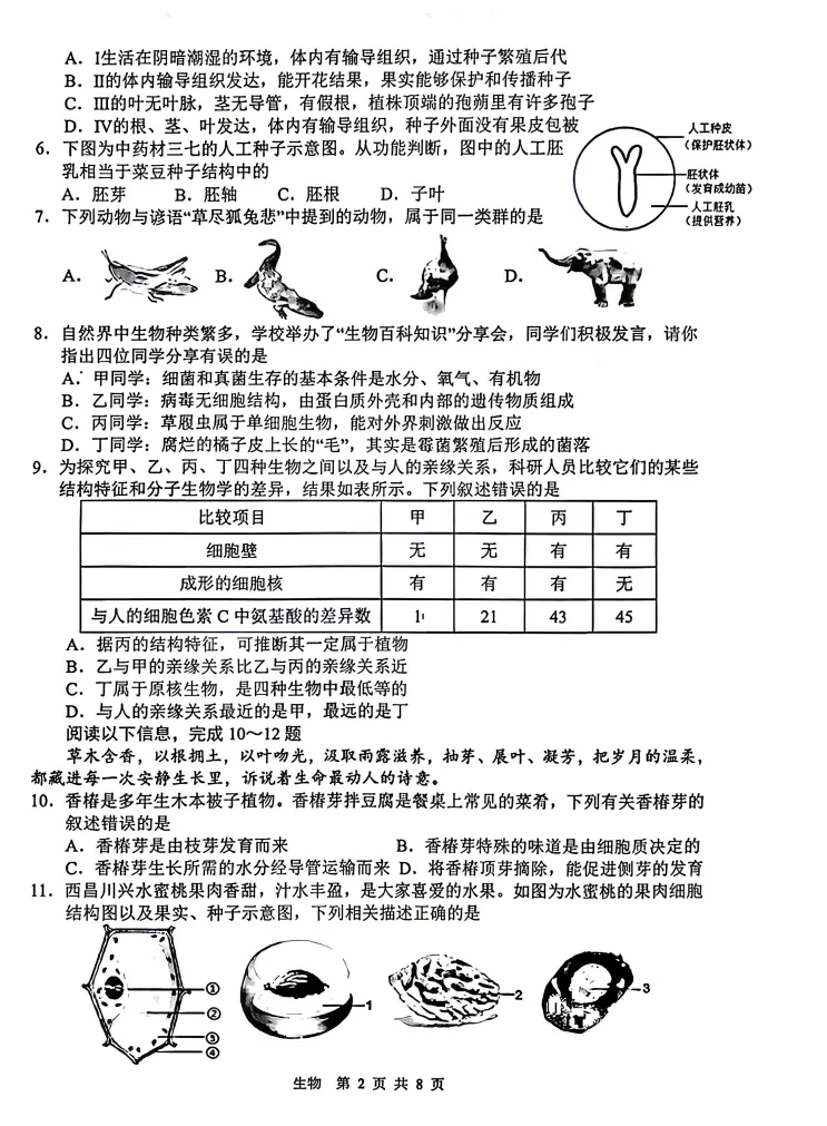 【地生会考】中考冲刺2026地理生物模拟考试二 试题+答案-第12张图片-四季读书网 【地生会考】中考冲刺2026地理生物模拟考试二 试题+答案-第12张图片-四季读书网
