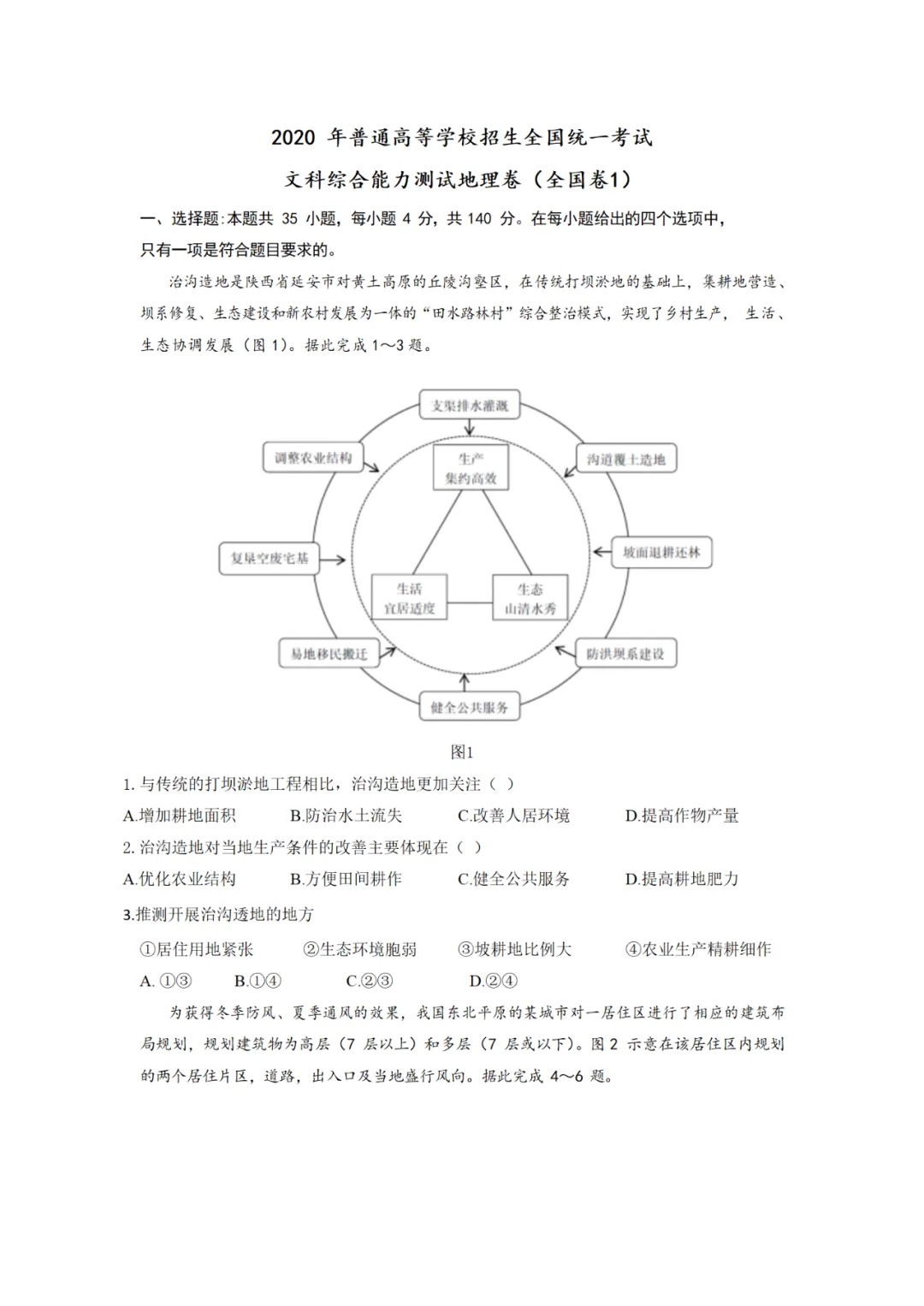 2020年高考地理试卷(广东卷) 原卷+解析卷(可打印)-第1张图片-四季读书网