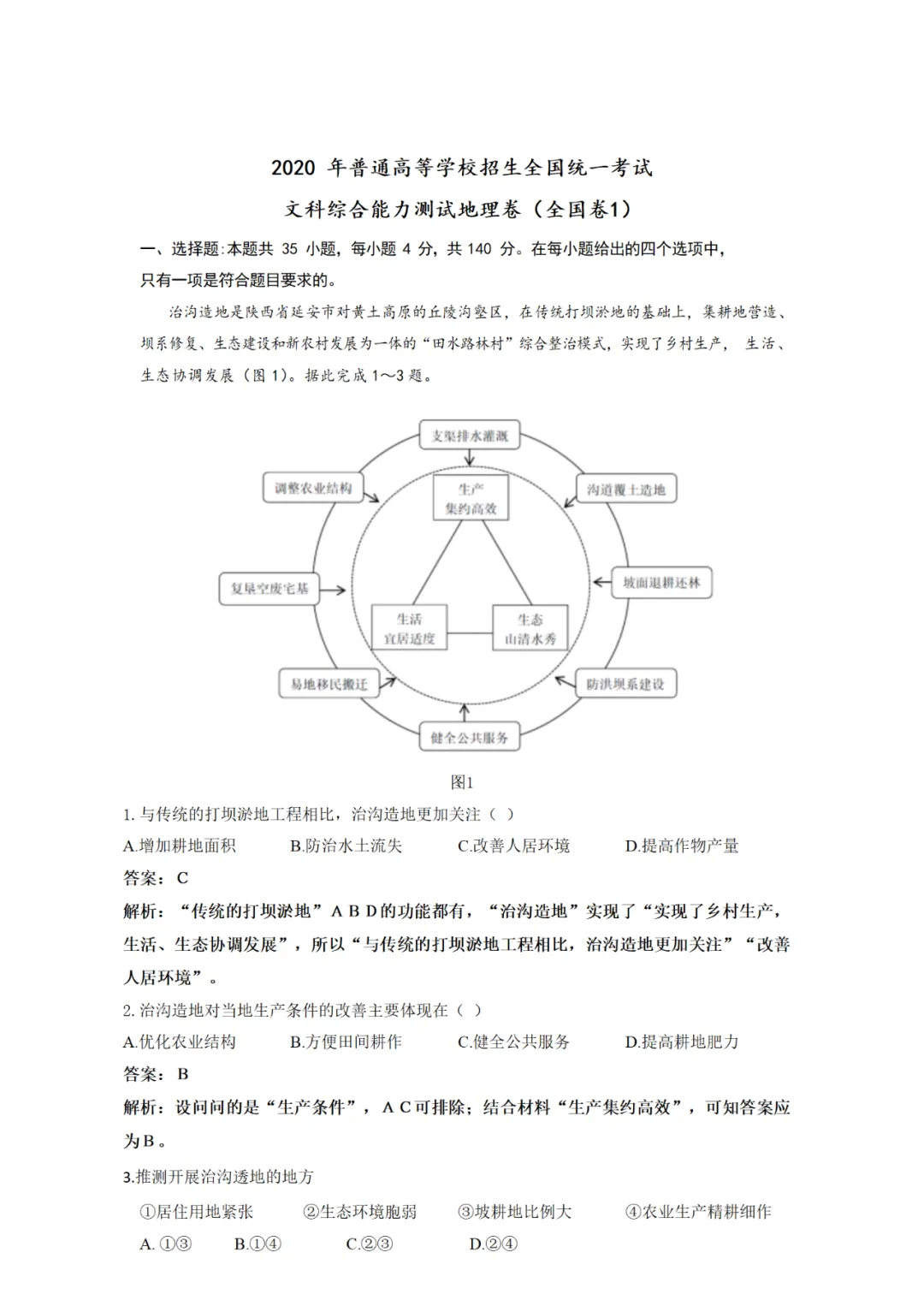 2020年高考地理试卷(广东卷) 原卷+解析卷(可打印)-第5张图片-四季读书网