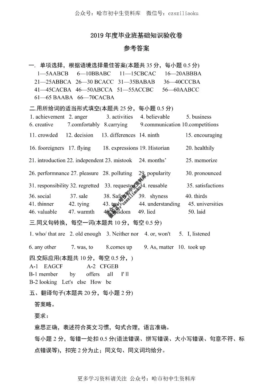 2019年道里区零模英语试卷+答案-第15张图片-四季读书网 2019年道里区零模英语试卷+答案-第15张图片-四季读书网