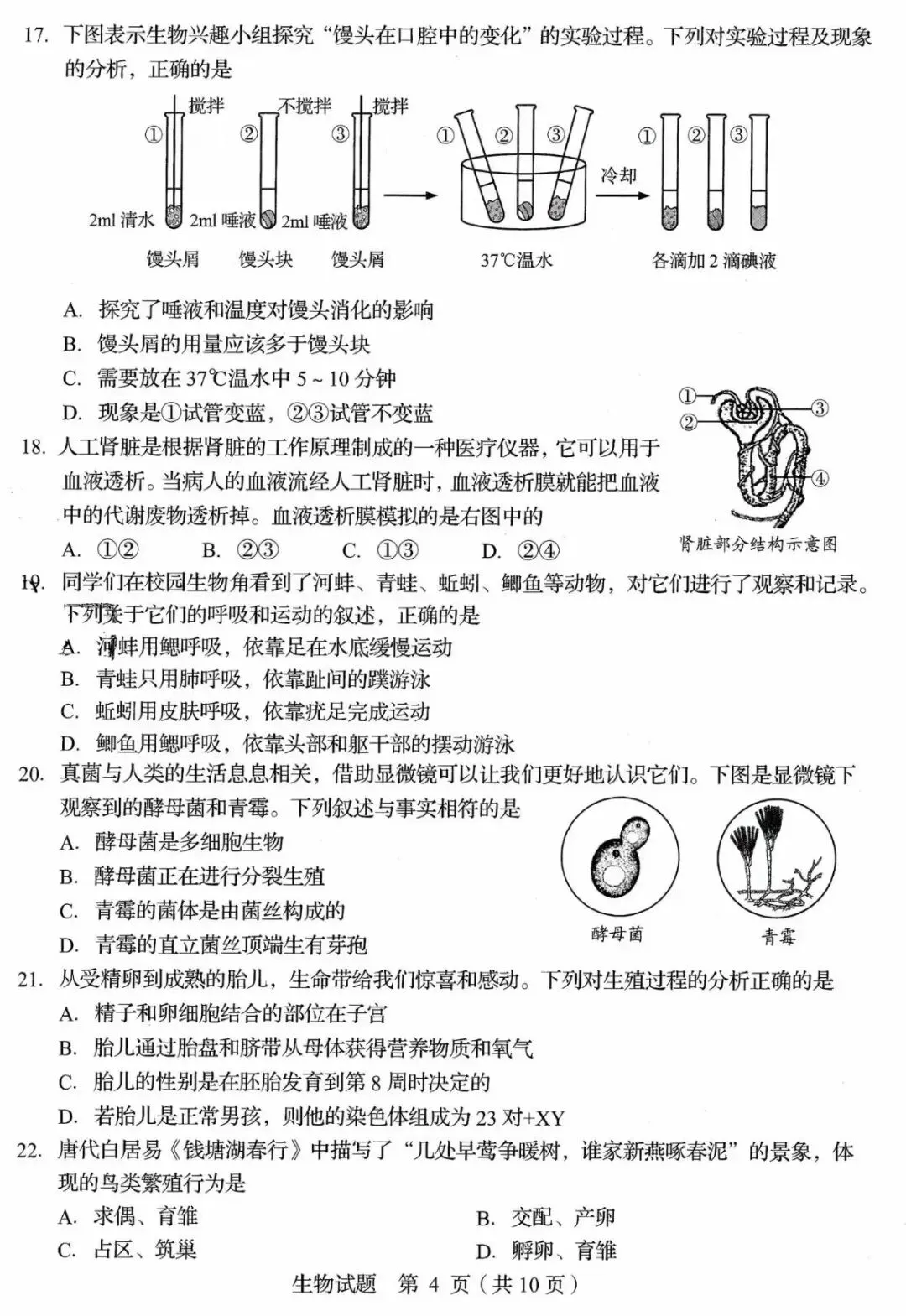 生物精选试题 中考冲刺-第27张图片-四季读书网