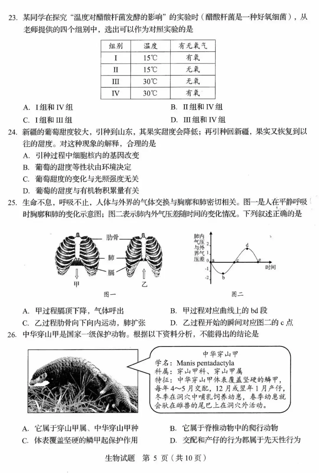 生物精选试题 中考冲刺-第28张图片-四季读书网