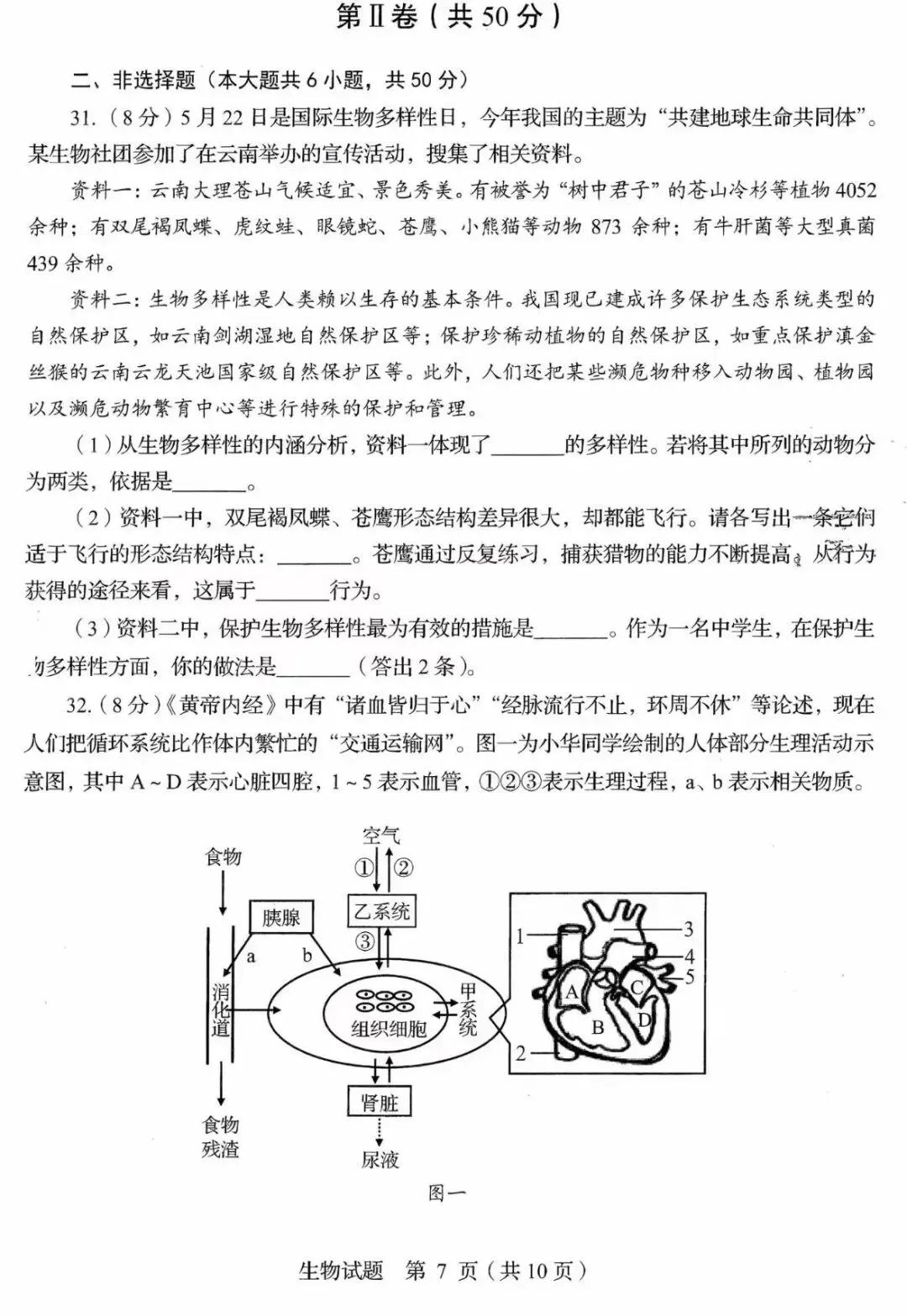 生物精选试题 中考冲刺-第30张图片-四季读书网
