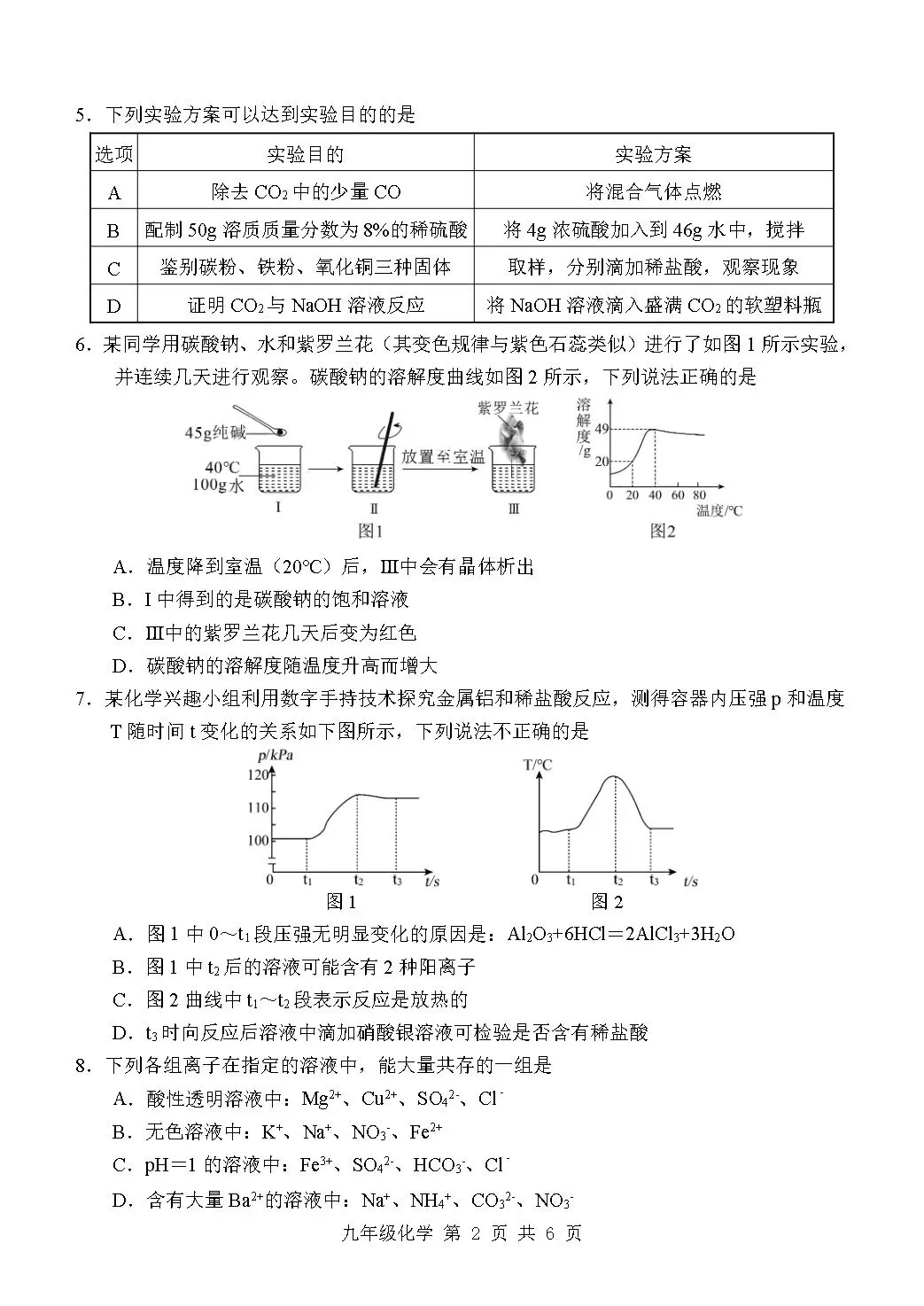二模真题-2026山东济宁市金乡县中考二模化学试卷真题(完整版 + 答案)-第7张图片-四季读书网