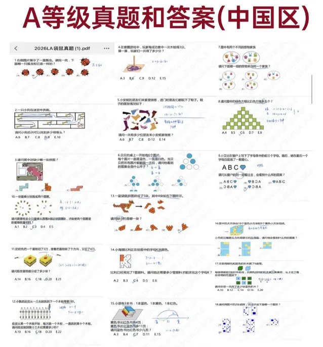 速来!袋鼠竞赛真题带答案2013-2026年电子版分享啦!-第1张图片-四季读书网