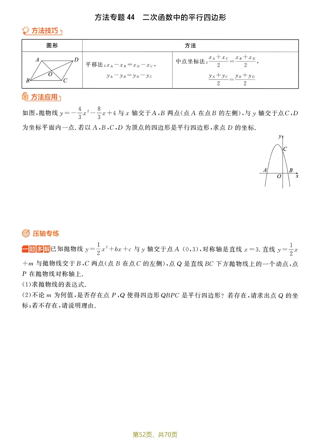 中考52个方法专题特训——二次函数综合题盘点-第18张图片-四季读书网