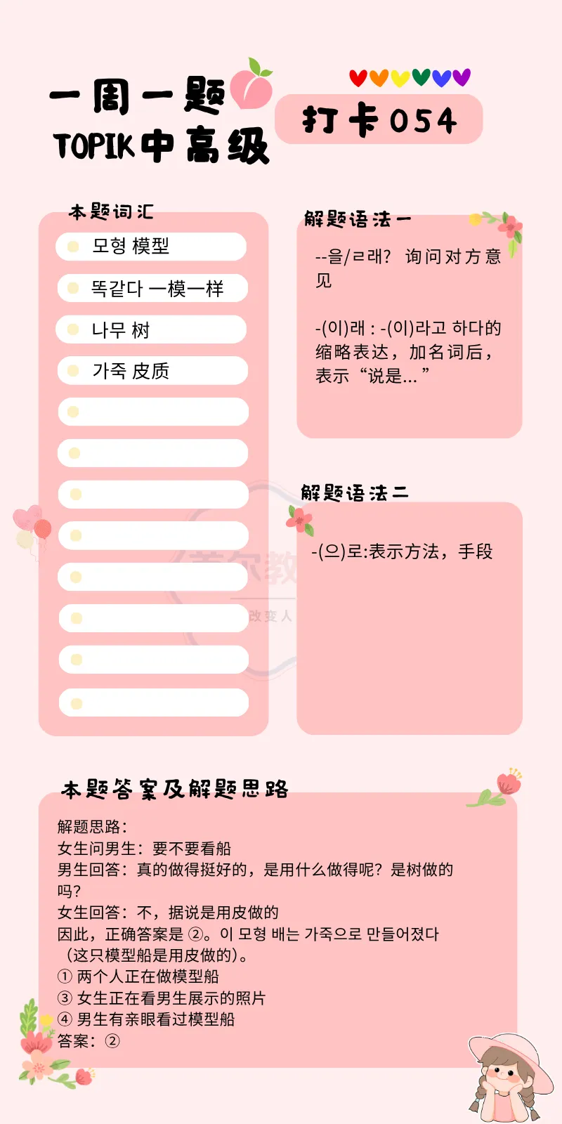 一周一题 || TOPIK中高级真题打卡【听力54】-第18张图片-四季读书网