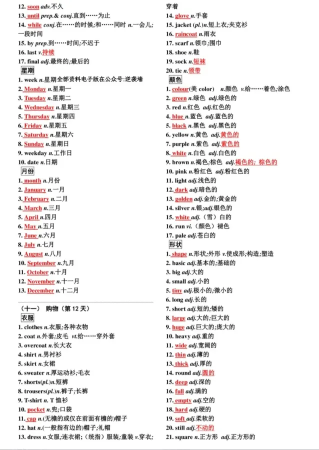 温州中考冲刺必看|词汇速记表,考前自查!-第12张图片-四季读书网