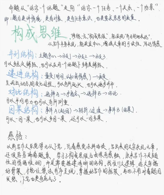 创新作文的这场中考作文直播,孩子们记了这么多笔记!-第18张图片-四季读书网