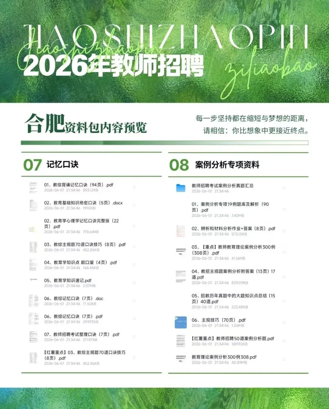 合肥教招历年真题+模拟卷+教综资料+记忆口诀+案例分析等-第4张图片-四季读书网 合肥教招历年真题+模拟卷+教综资料+记忆口诀+案例分析等-第4张图片-四季读书网