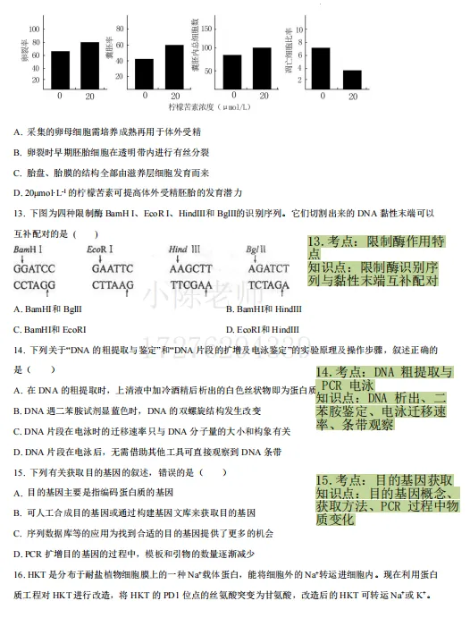 哈三中高二下学期生物期中考试试卷分析-第4张图片-四季读书网