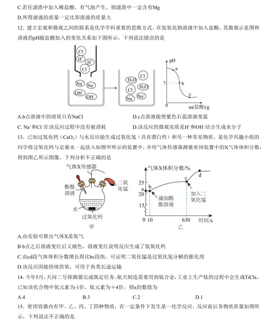 2026年湖南中考模拟考试化学卷(怀化)-第4张图片-四季读书网 2026年湖南中考模拟考试化学卷(怀化)-第4张图片-四季读书网