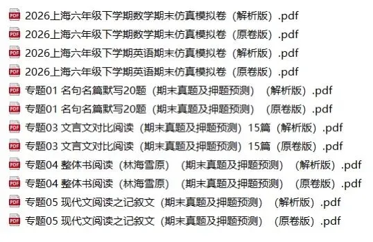 上海六七八年级下期末复习试卷-第1张图片-四季读书网