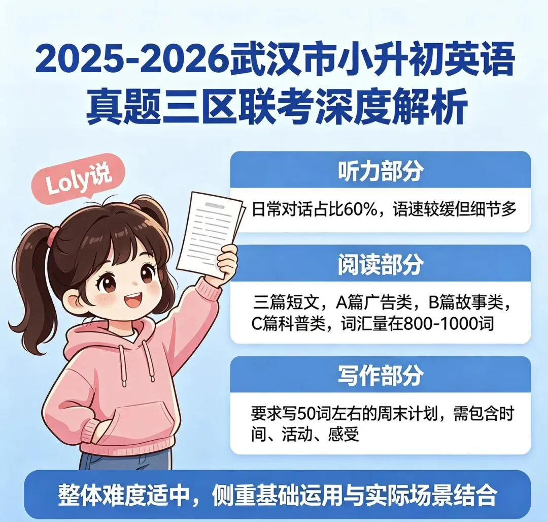 2025-2026武汉市小升初英语真题三区联考深度解析-第2张图片-四季读书网