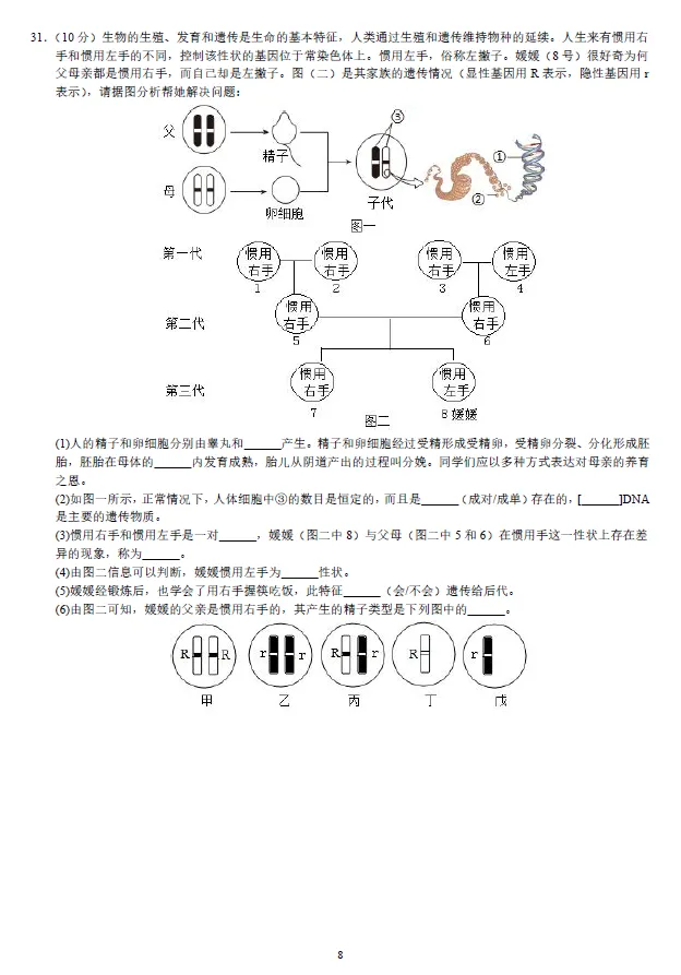 2026年湖南省学业水平中考生物模拟考试试卷一二三及湖南中考生物押题卷一二 及答案-第2张图片-四季读书网