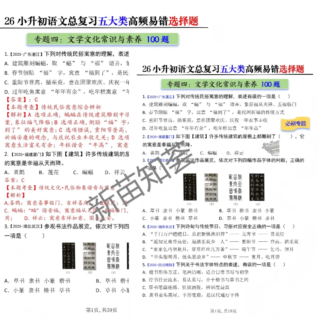 小升初语文期末复习五大真题专项练习-第6张图片-四季读书网