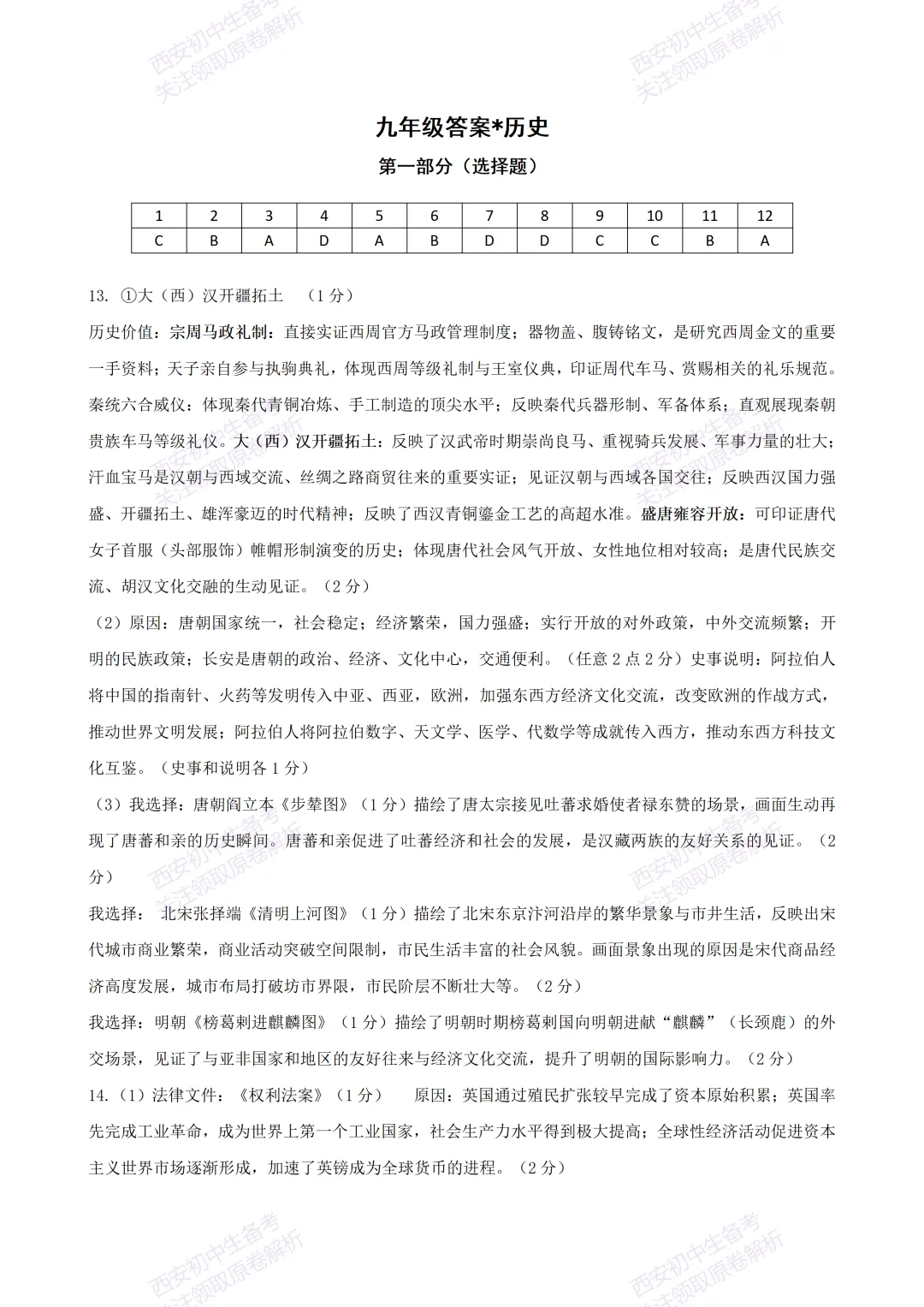 名校模考含答案!西安2026中考模拟:【铁一中学】九年级六模【历史】免费下载-第14张图片-四季读书网 名校模考含答案!西安2026中考模拟:【铁一中学】九年级六模【历史】免费下载-第14张图片-四季读书网