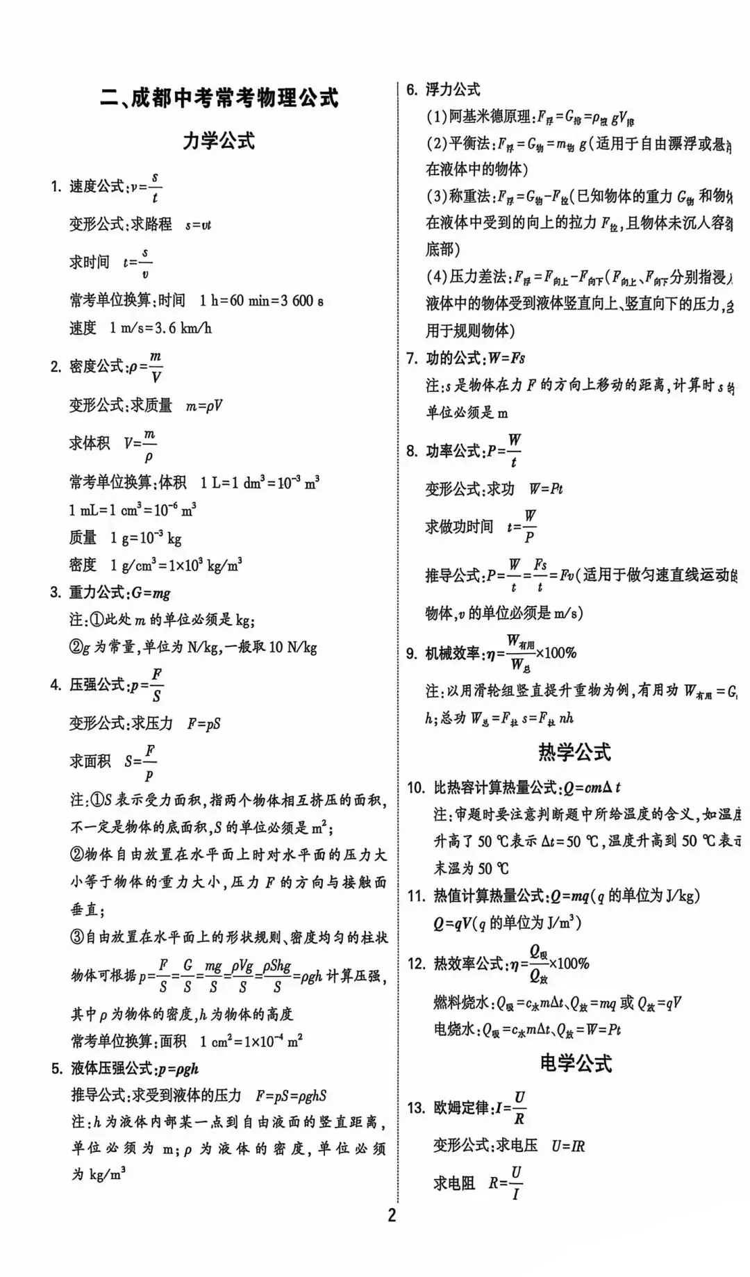 2026中考物理核心知识速记卡-第2张图片-四季读书网 2026中考物理核心知识速记卡-第2张图片-四季读书网