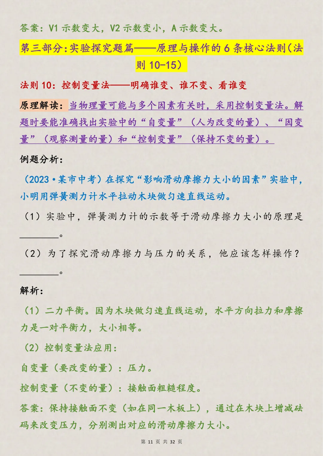 中考物理30条核心法则+模型构建,打印出来背诵,该努力了-第11张图片-四季读书网