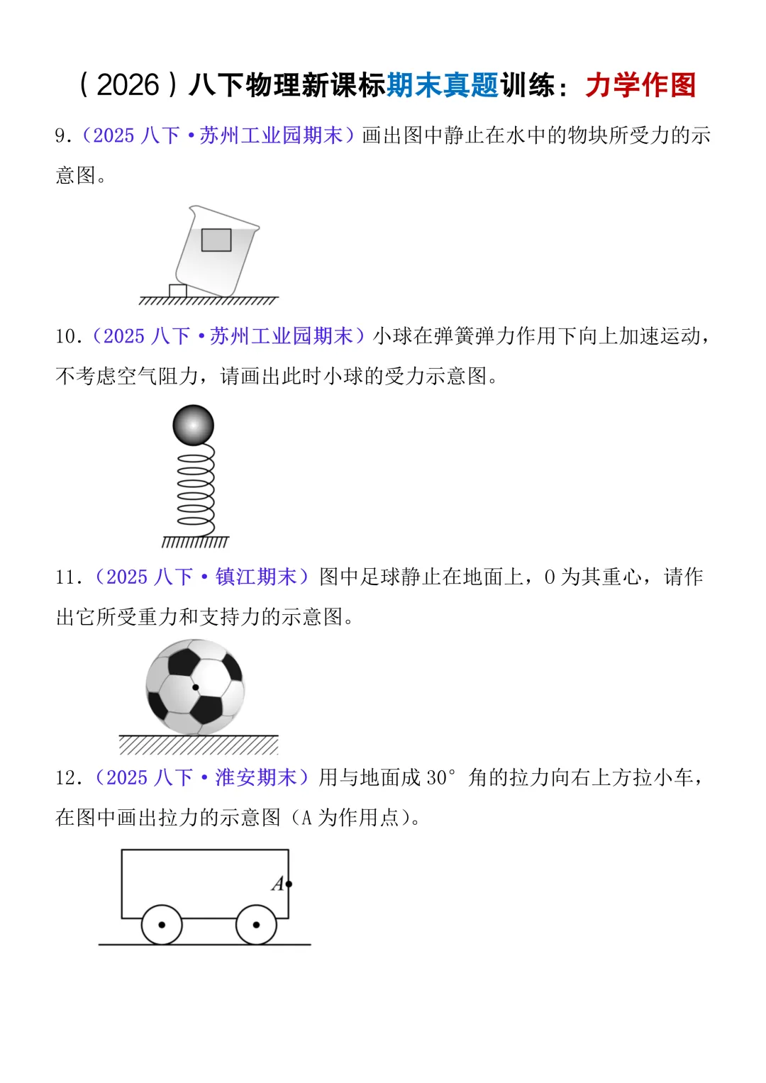 2026八年级下册物理力学作图期末真题训练33题,100%会考,抓紧练!-第5张图片-四季读书网